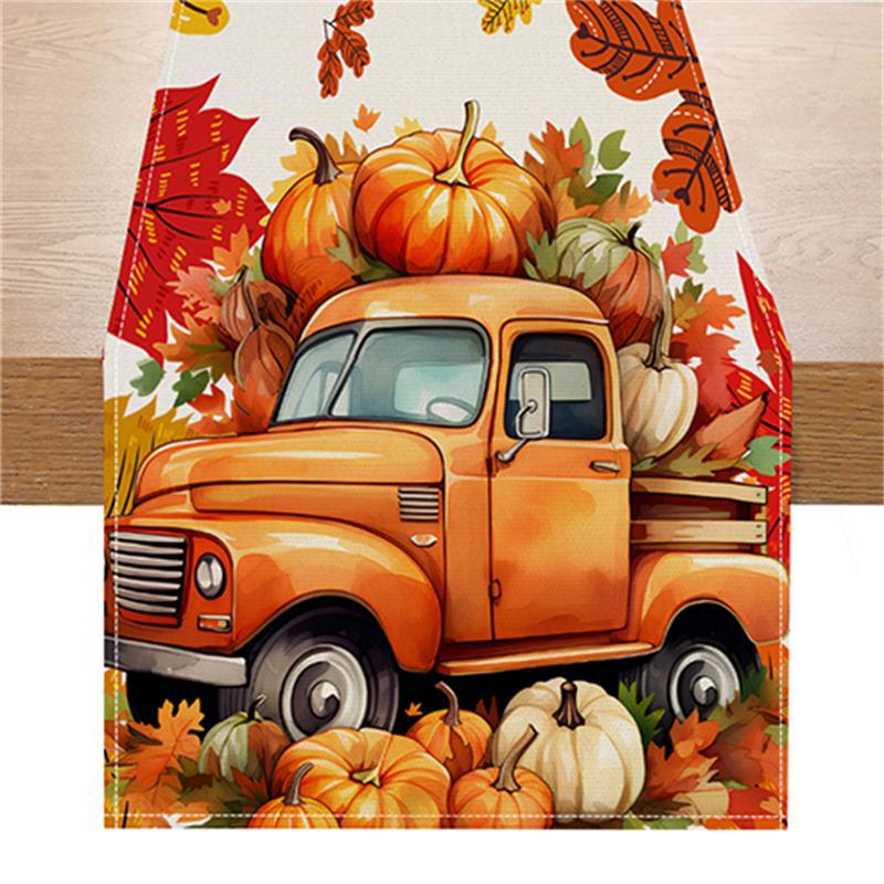 Wholesale Thanksgiving Linen Pumpkin Print Banquet Restaurant Upholstery